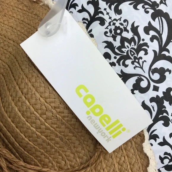 NWT Capelli New York : size : OS : Tan Woven floral floppy beach summer sun hat - Picture 7 of 8